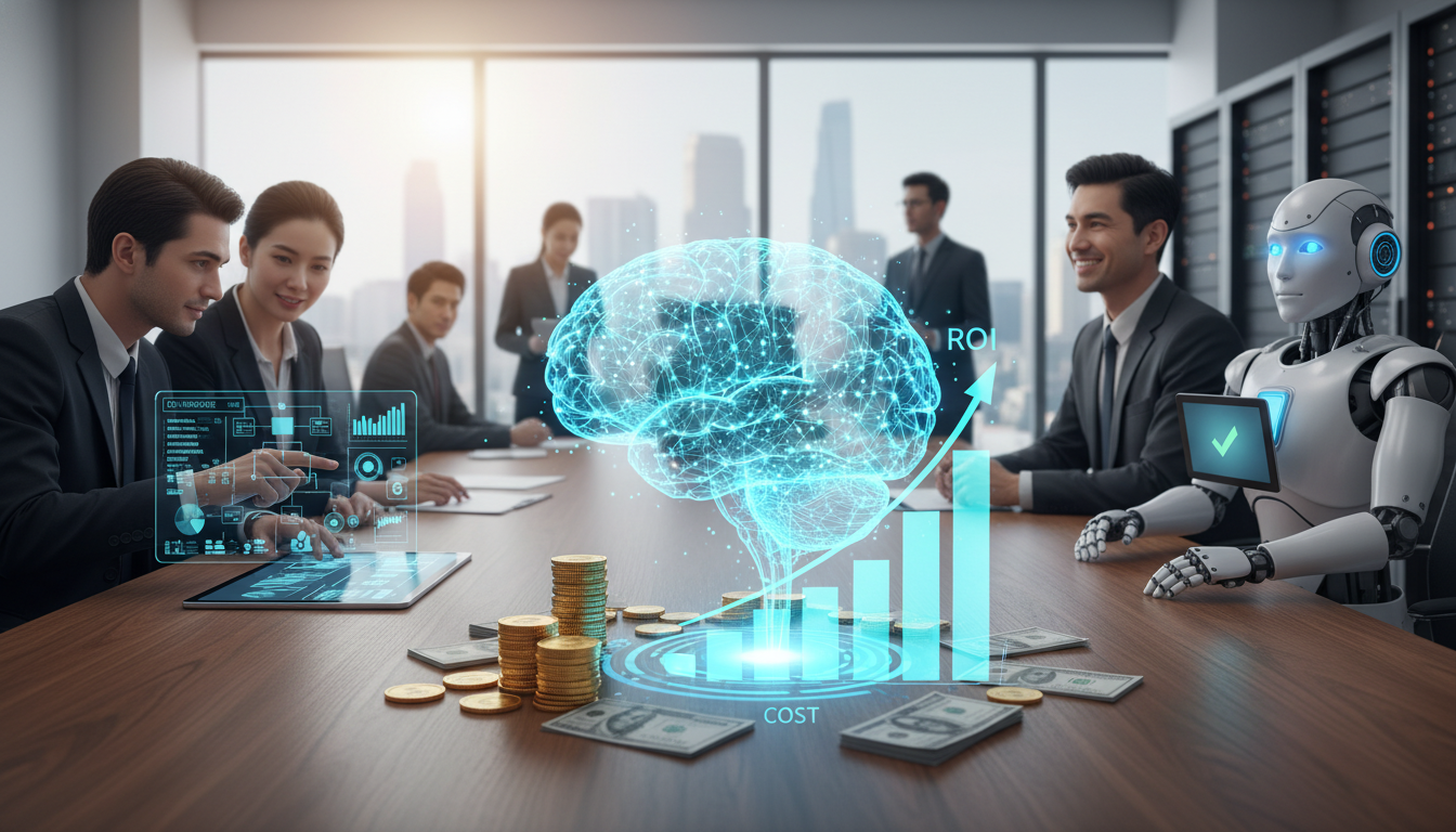 Governa AI showing ROI and financial metrics in a boardroom.