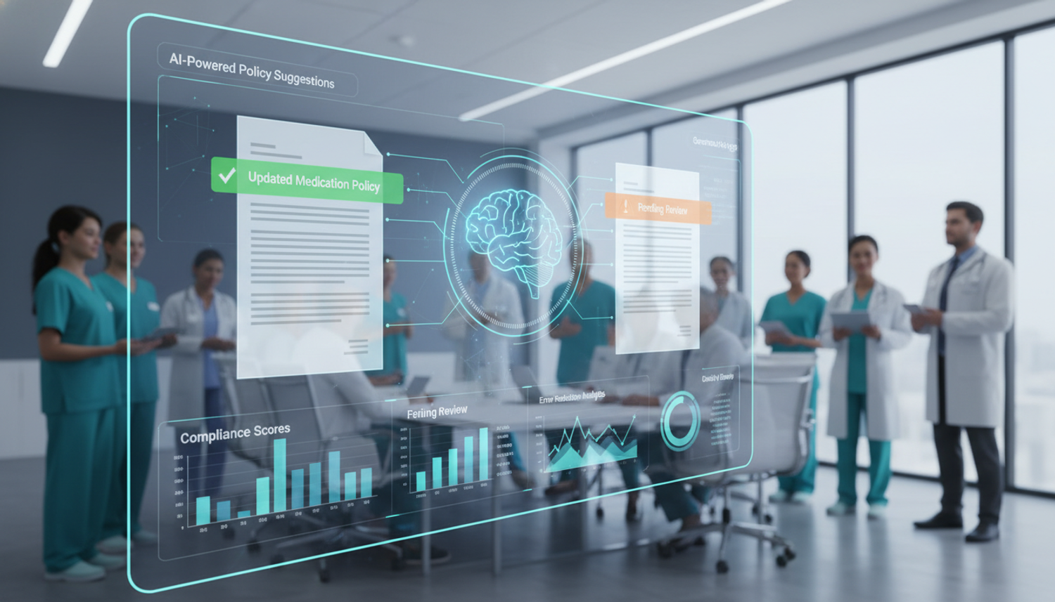 AI-powered policy suggestions displayed for medical team.