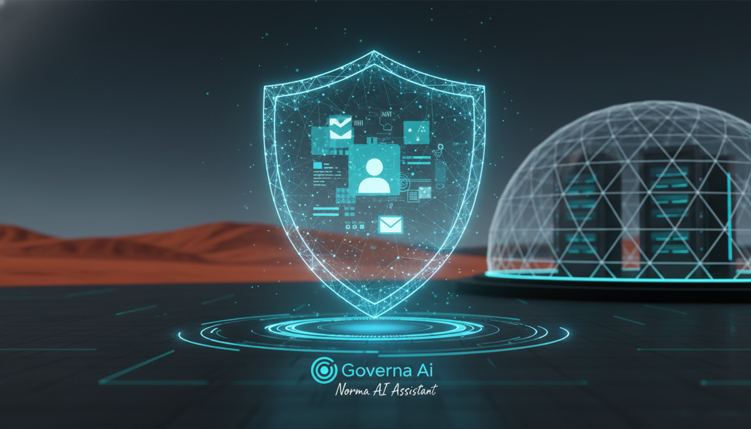 Cybersecurity shield by Governa AI protecting user data.