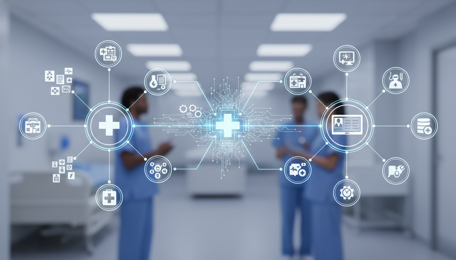 Integrated policy mapping connecting medical data nodes.