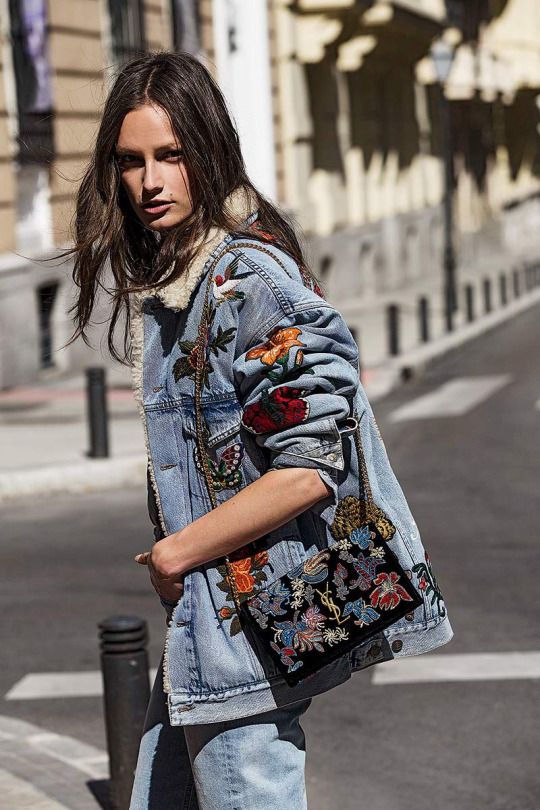 Dressing for winter embroidered denim fur