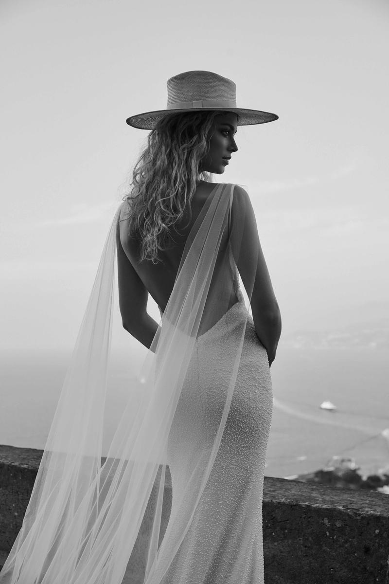 chosen by one day bridal pearl beaded Natalie gown ana capri editorial