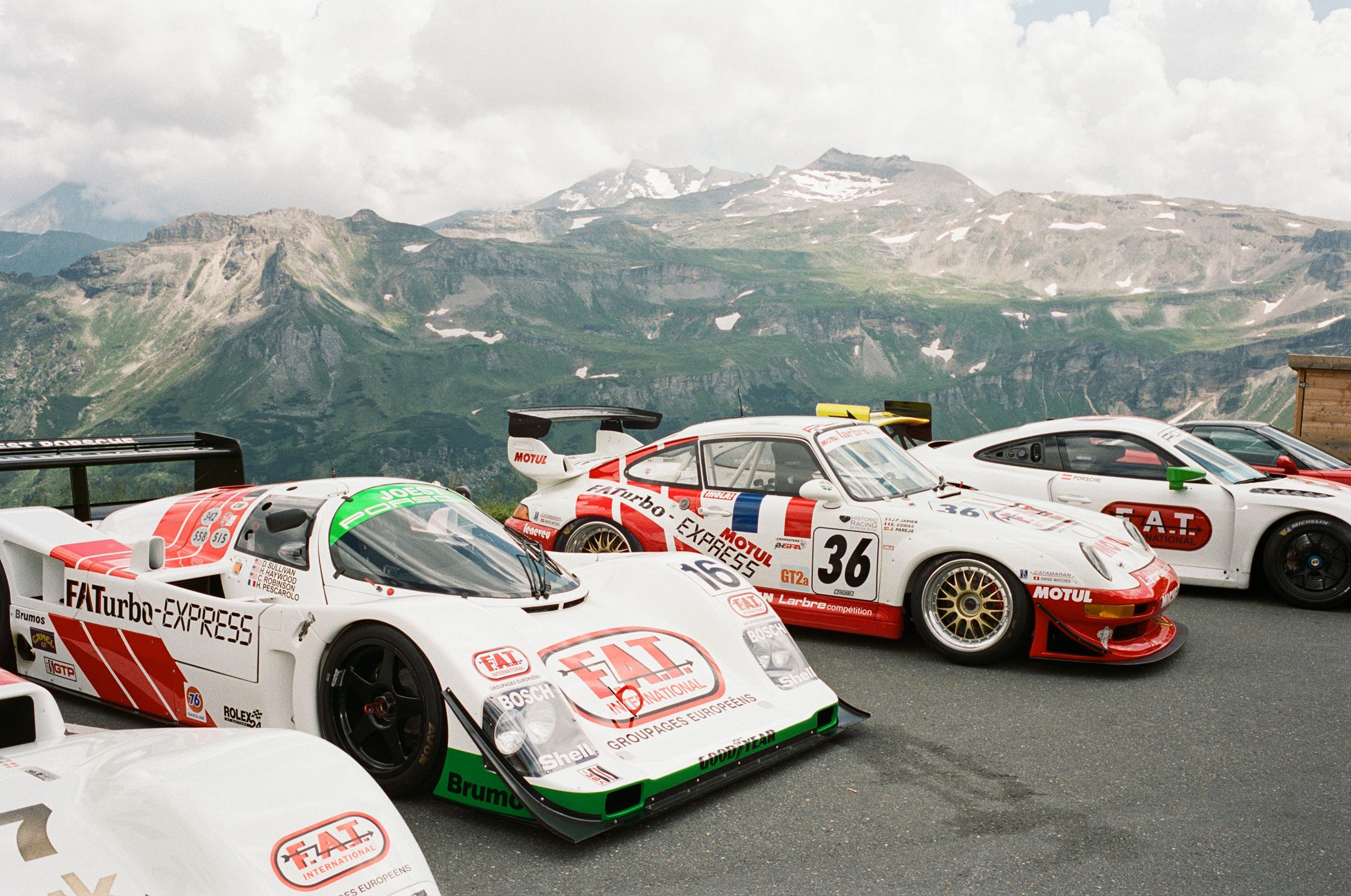 On the left, the Porsche 962 C, which competed in 24Hrs of Le Mans in 1993, but sadly did not finish. Next year, FAT came back stronger and won the 1994 Le Mans race with a Porsche Dauer 962 LM. Next to it is the Porsche 993 GT2 Evo, which competed in the GT1 class of Le Mans in 1995, 1996 and 1997. On the far right is the new Porsche 935.