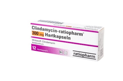 Clindamycin-ratiopharm 300 mg Hartkapseln Verpackung Vorderseite