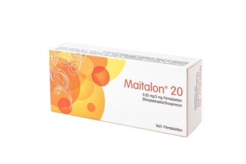 Maitalon 20 0,02 mg/3 mg Filmtabletten Verpackung Vorderseite