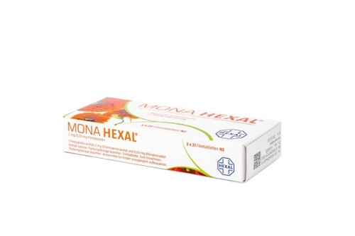 Mona Hexal 2 mg/0,03 mg Filmtabletten Verpackung Oberseite
