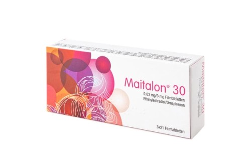 Maitalon 30 0,03 mg/3 mg Filmtabletten Verpackung Vorderseite
