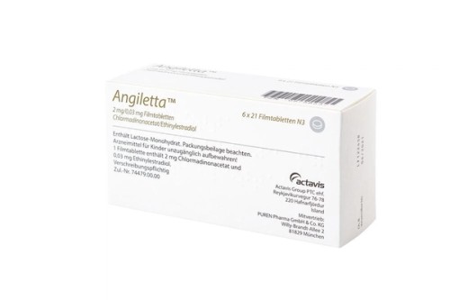 Angiletta 2 mg/0,03 mg Filmtabletten Verpackung Rückseite