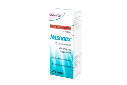 Nasonex 140 Sprühstöße 0,05 mg Nasenspray Verpackung Vorderseite