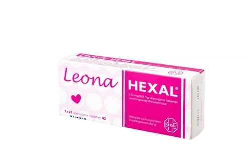 Leona-Hexal 0,10 mg/0,02 mg überzogene Tabletten Verpackung Rückseite