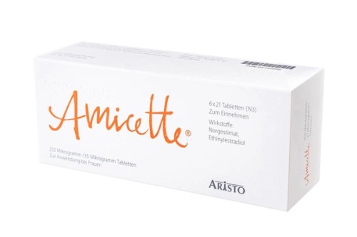 Amicette® 250 Mikrogramm / 35 Mikrogramm Tabletten Verpackung Vorderseite
