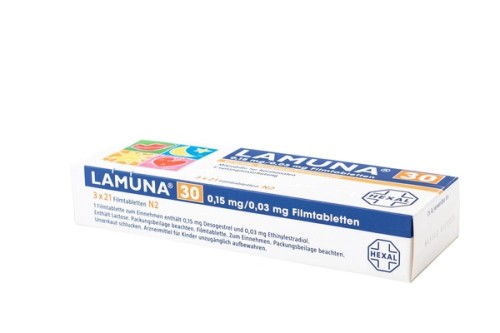 Lamuna 30 0,15 mg/0,03 mg Filmtabletten Verpackung Oberseite