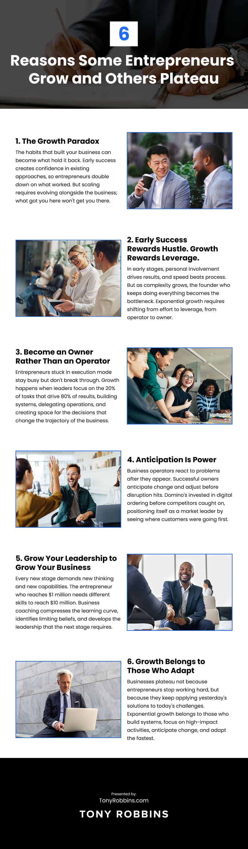 6 Reasons Some Entrepreneurs Grow and Others Plateau Infographic