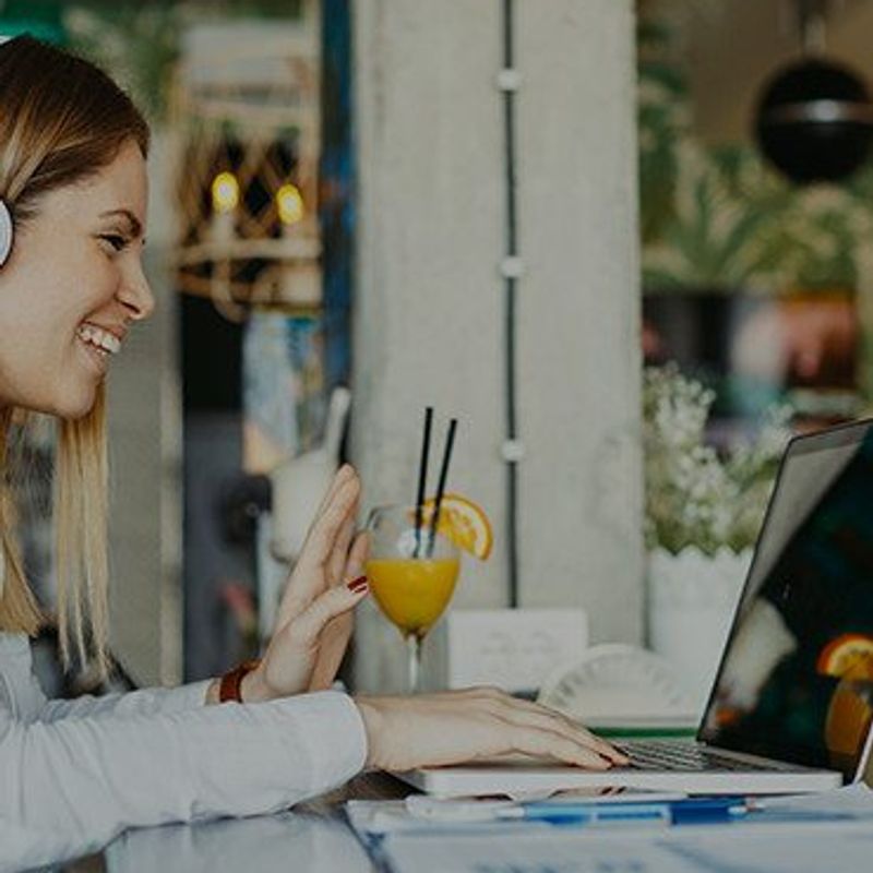 Risks & bets with Jonas Kjellberg image of woman smiling while speaking via laptop