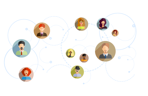 a group of people are connected by lines and circles