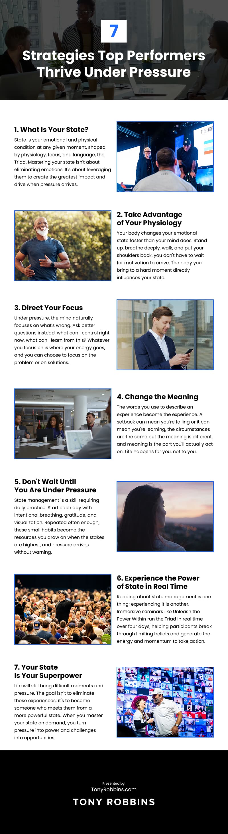 7 Strategies Top Performers Thrive Under Pressure Infographic