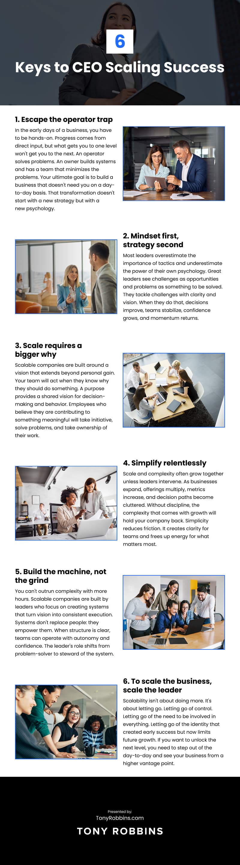 6 Keys to CEO Scaling Success Infographic