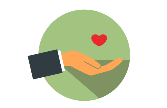 an illustration of a hand holding a red heart