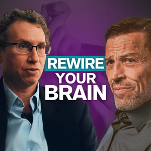 Dr. Michael Merzenich and Tony Robbins pictured with the text "REWIRE YOUR BRAIN."