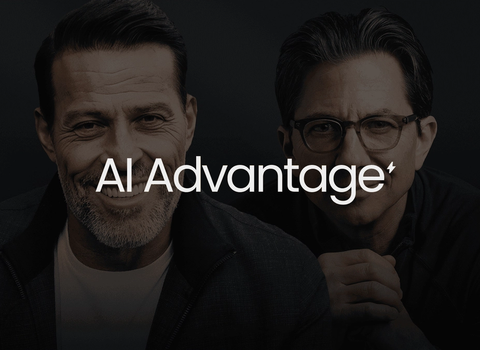 a black and white photo of two men with the words " al advantage " on the bottom