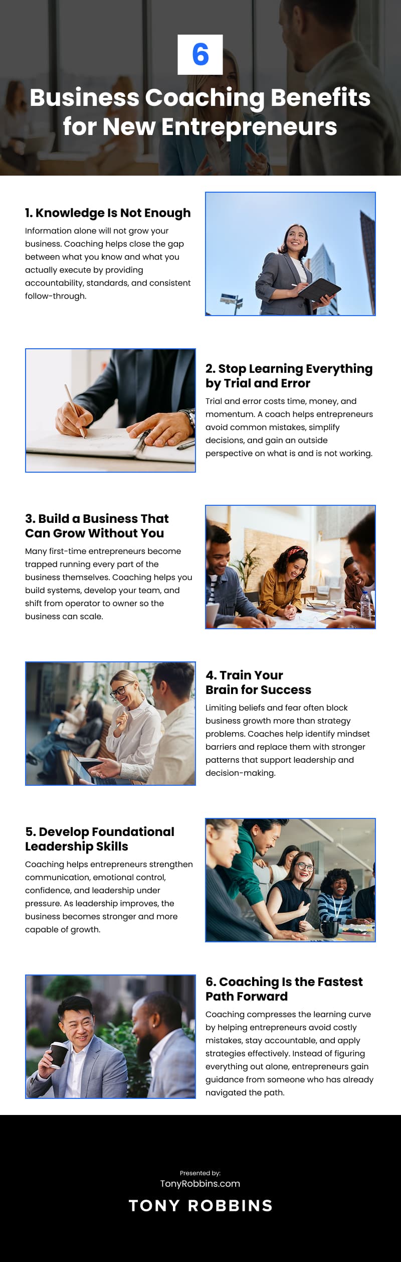 6 Business Coaching Benefits for New Entrepreneurs Infographic