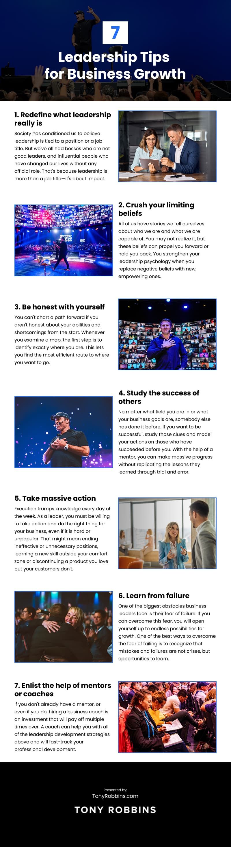 7 Leadership Tips for Business Growth Infographic