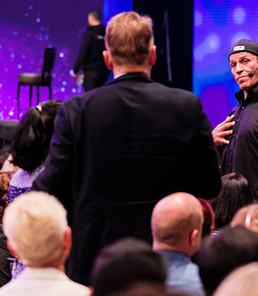 Are you with the right person? Tony Robbins talking to man in audience