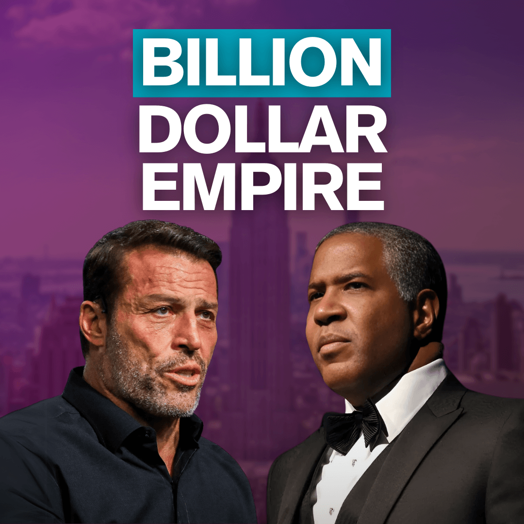 Grant Cardone and Robert F. Smith with "Billion Dollar Empire" text above a city skyline.