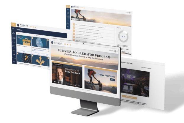 a computer screen displays a business accelerator program