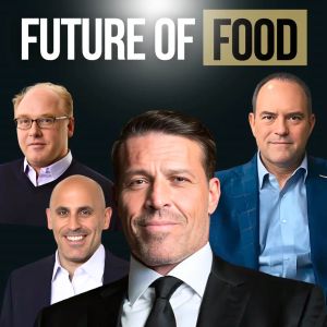 Four men in suits beneath the title "MONEY IN FOOD."