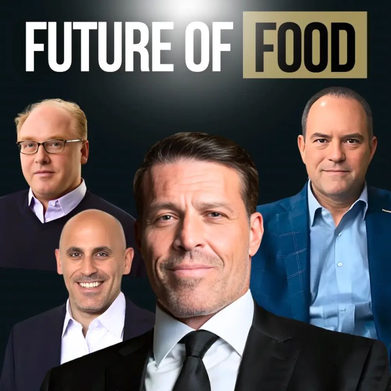 Four men in suits beneath the title "MONEY IN FOOD."