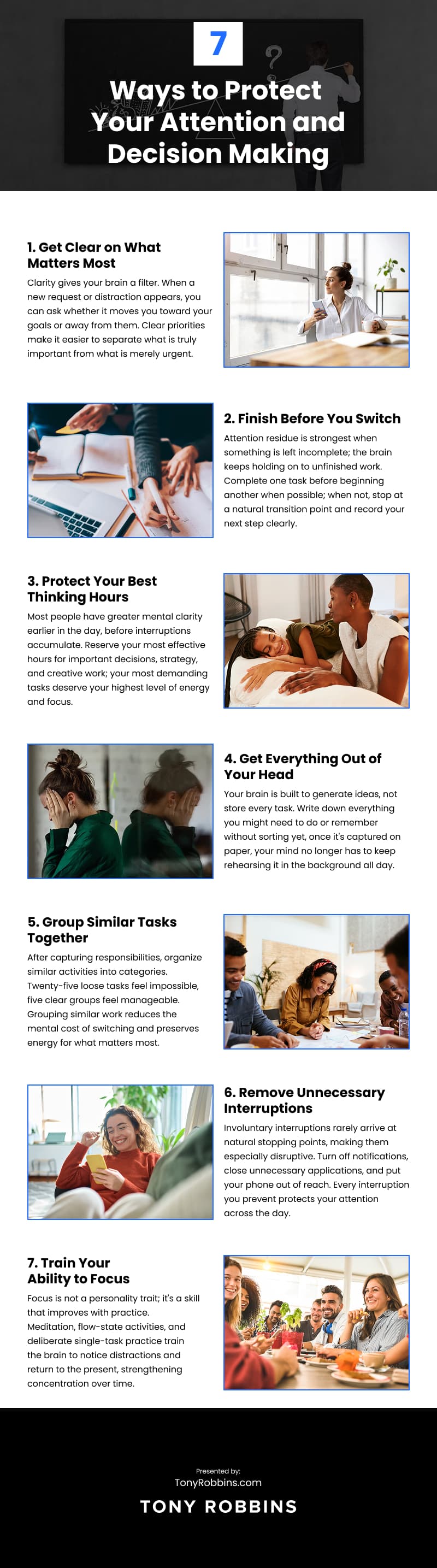 7 Ways to Protect Your Attention and Decision Making Infographic