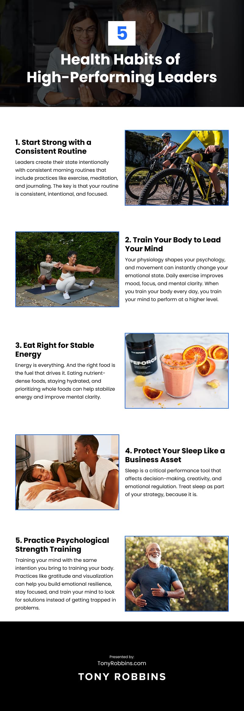 5 Health Habits of High-Performing Leaders Infographic