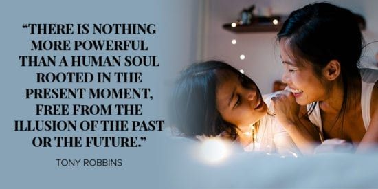 Mother and daughter looking joyfully at each other