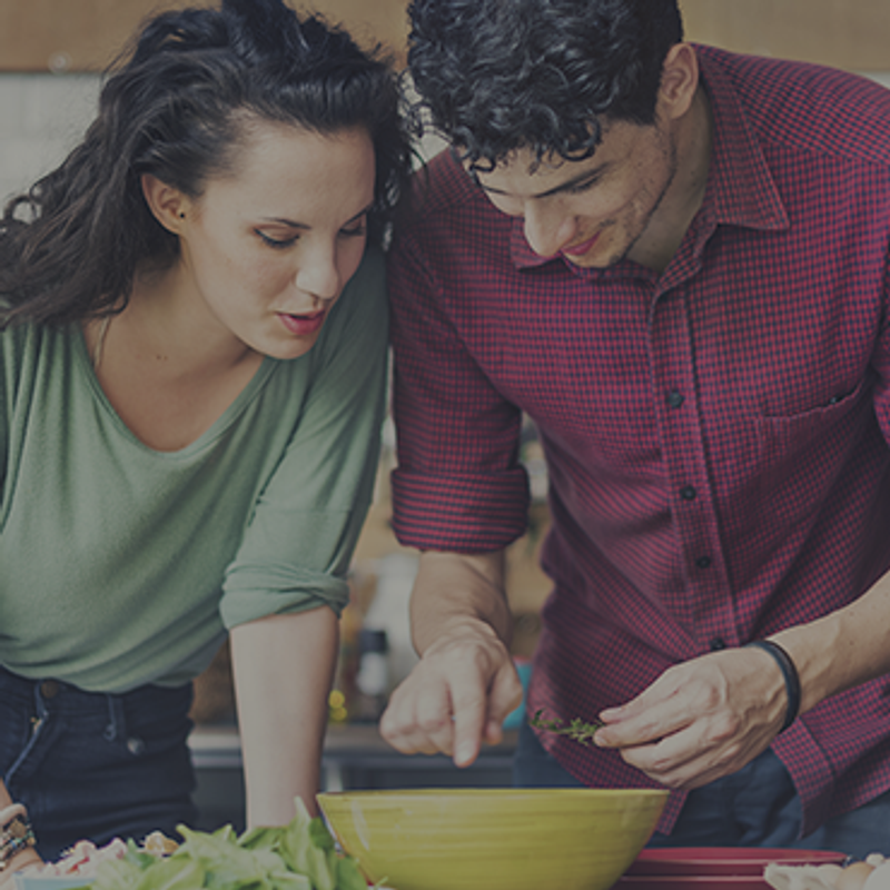 Take control of your health image of man and woman making healthy salad