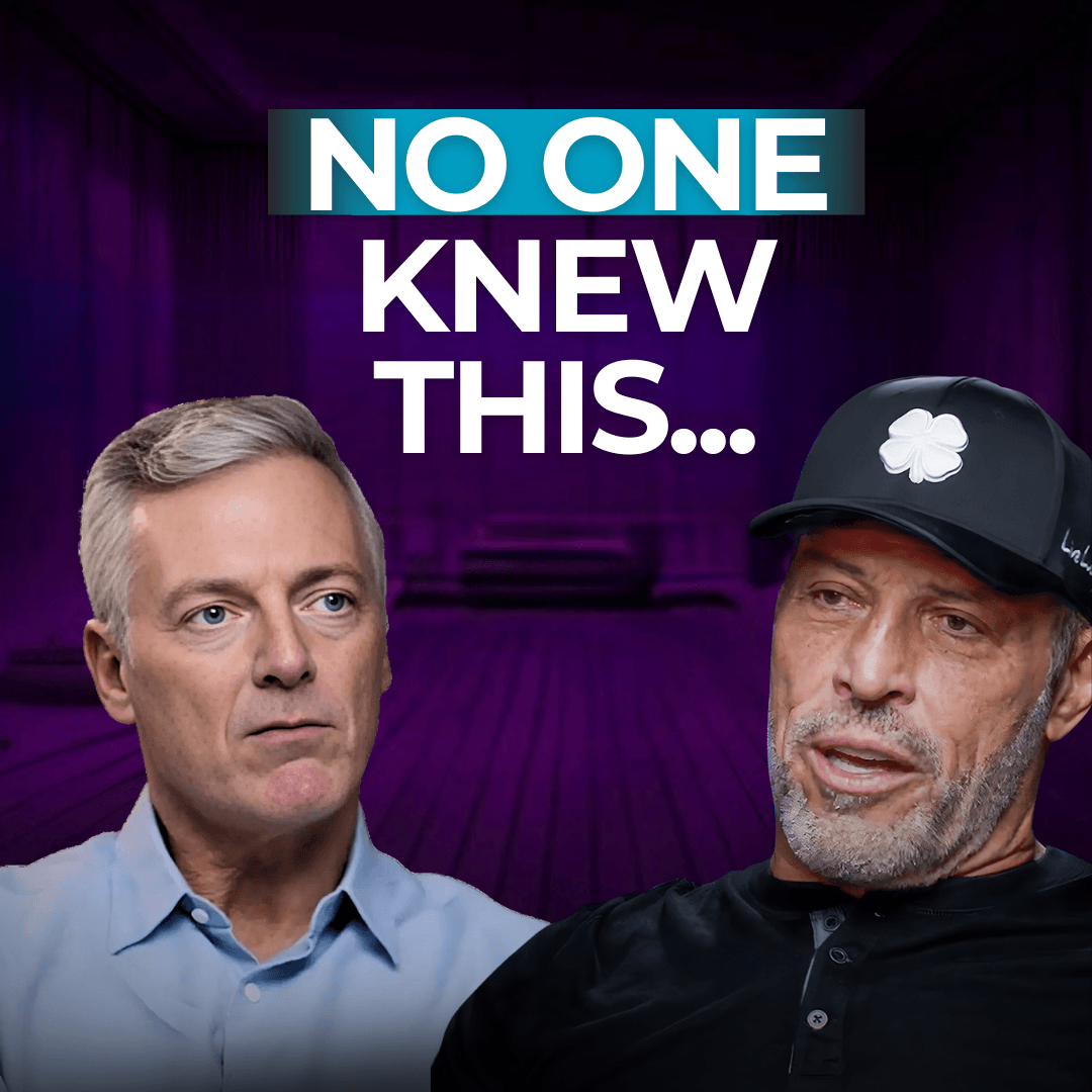 Two men, one wearing a black baseball cap, with the text "NO ONE KNEW THIS..." on a dark background.