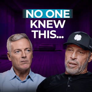 Two men, one wearing a black baseball cap, with the text "NO ONE KNEW THIS..." on a dark background.