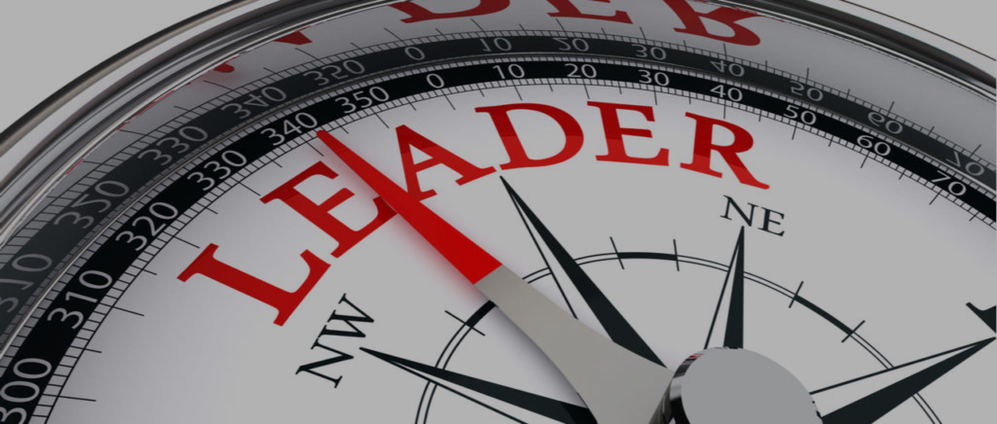 a close up of a compass with the word leader on it .