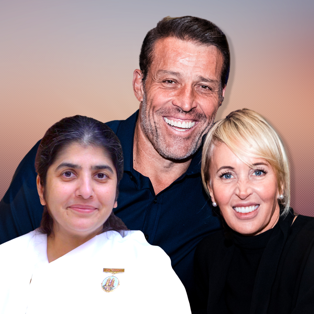 Happiness is giving image Sister Shivani, and Tony & Sage Robbins