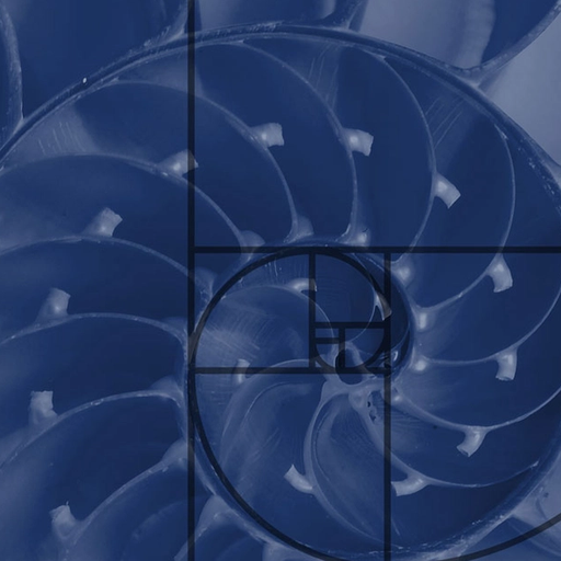 a blue spiral with a golden ratio in the middle
