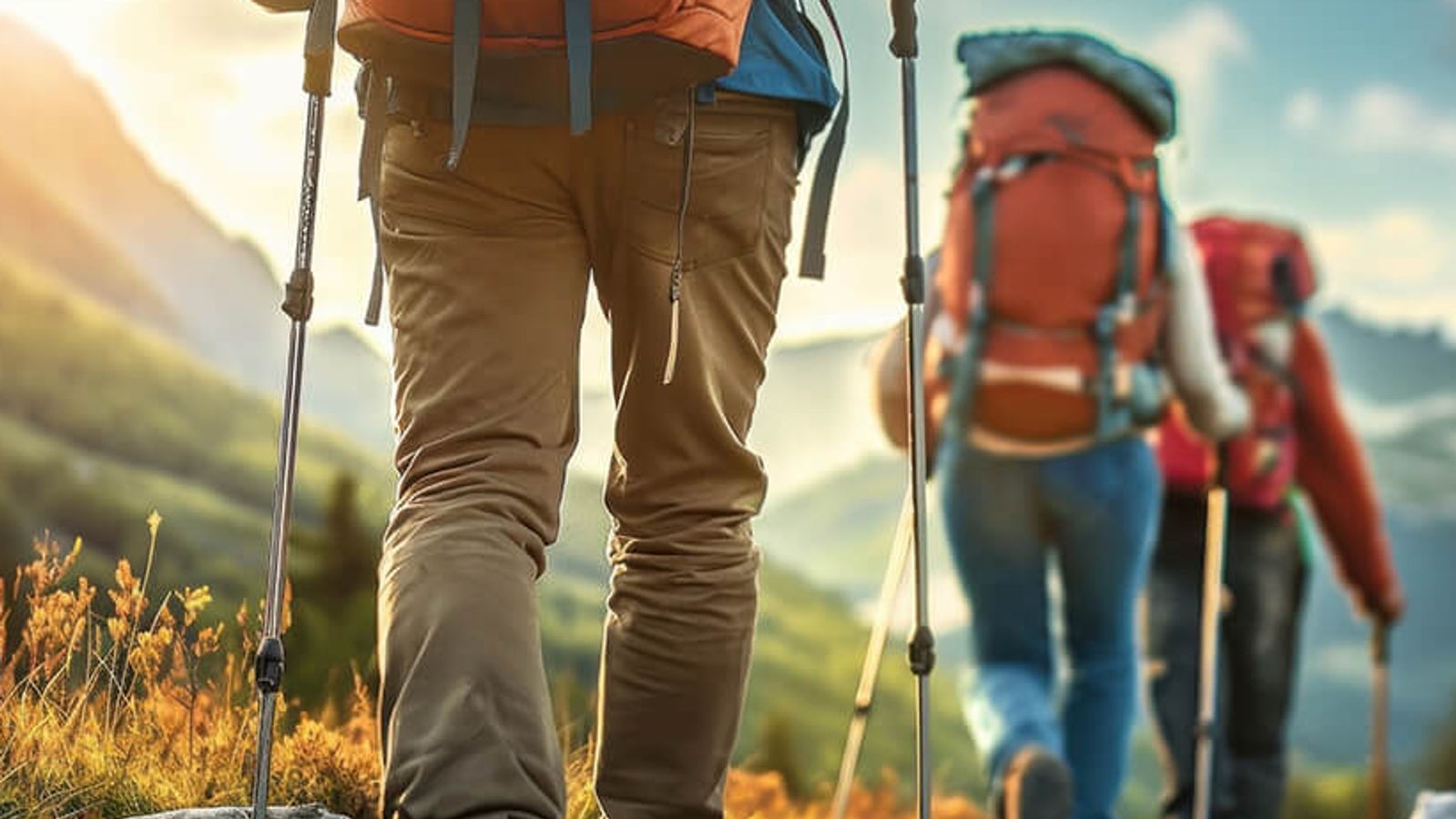 A Black woman in a blue athletic top looks down at her wrist outdoors.
