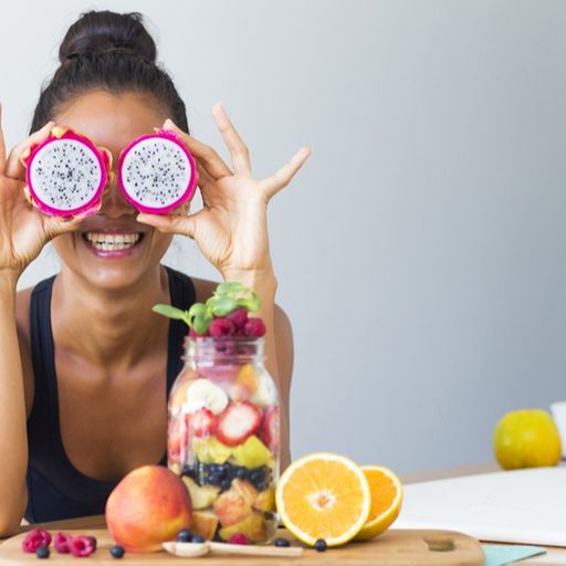 Woman happy with her fruits