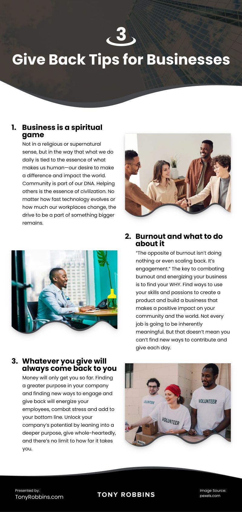 3 Give Back Tips for Businesses Infographic