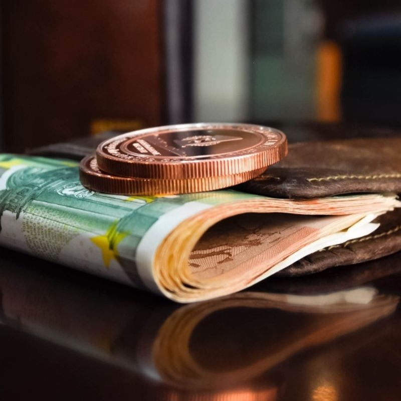 Master the current financial landscape image of a wallet filled with money and coins on a table