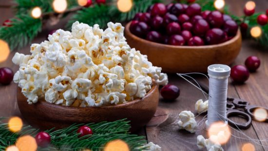 Popcorn and cranberry garlan