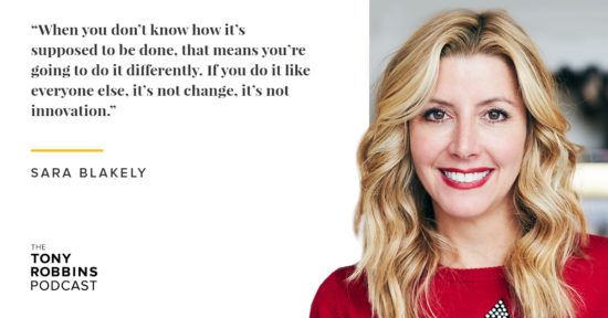 Sara Blakely smiling with a quote from sara blakely