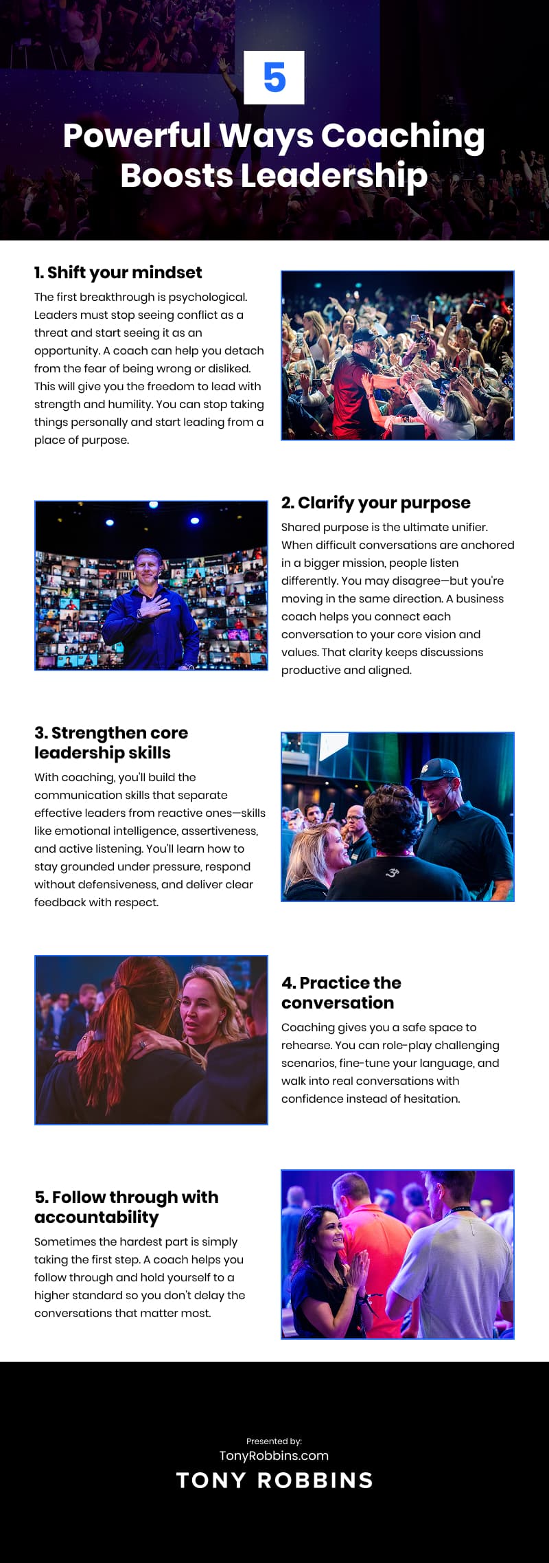 5 Powerful Ways Coaching Boosts Leadership Infographic