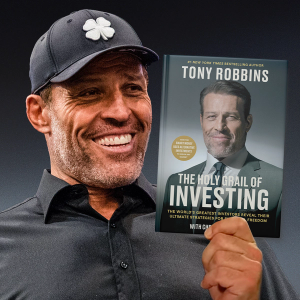 Tony Robbins Exclusive: Holy Grail of Investing image of Tony holding book