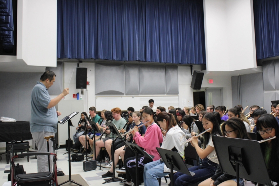 Band director conducting.