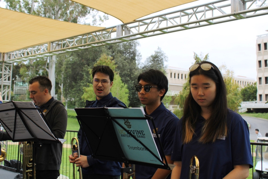 Trombones waiting to play.